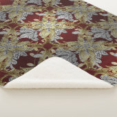 花エレガント柄ニュートラルカラー金ゴールド素子 シェルパブランケット (3/4)