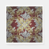花エレガント柄ニュートラルカラー金ゴールド素子 スタンダードランチョンナプキン (正面)
