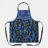 花エレガント柄ハッピーハヌカー エプロン (正面)