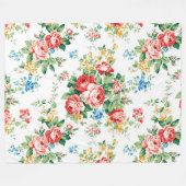 花エレガント柄バラデザイン素子 フリースブランケット (正面(横))