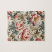 花エレガント柄ピンク淡い色のの牡丹 ジグソーパズル (横)