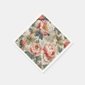 花エレガント柄ピンク淡い色のの牡丹 スタンダードカクテルナプキン (角)