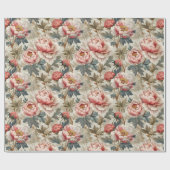 花エレガント柄ピンク淡い色のの牡丹 ラッピングペーパー (フラット)
