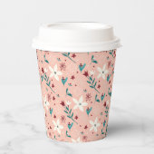 花エレガント柄ピンク 紙コップ (正面)
