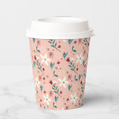 花エレガント柄ピンク 紙コップ (裏面)