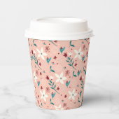 花エレガント柄ピンク 紙コップ (正面)