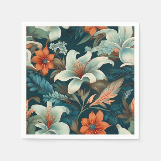 花エレガント柄フローラ スタンダードカクテルナプキン (正面)