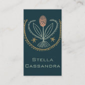 花エレガント柄ルシルイタイル深い緑 名刺 (正面)