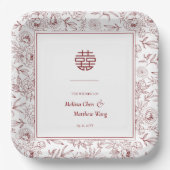 花エレガント柄二重西中国の結婚海 ペーパープレート (正面)