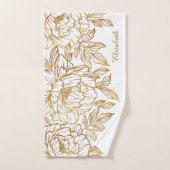 花エレガント柄名前をカスタムするタオルセット バスタオルセット (ハンドタオル)