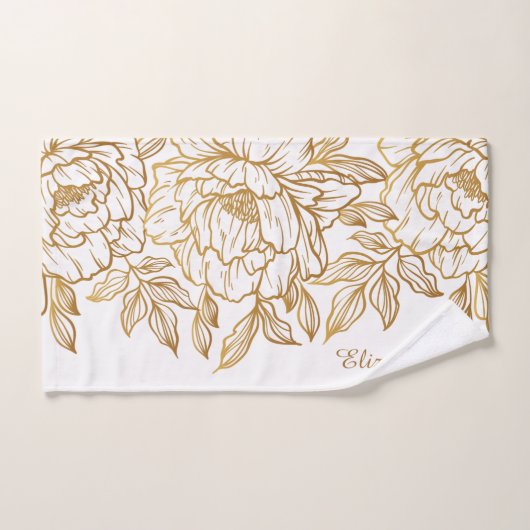 花エレガント柄名前をカスタムするタオルセット バスタオルセット (ハンドタオル)