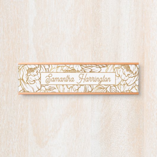 花エレガント柄名前をカスタムする サインプレート (正面)