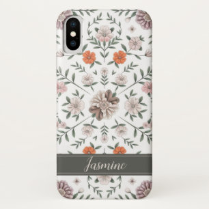 花エレガント柄名前をカスタムするiPhoneケースX iPhone X ケース