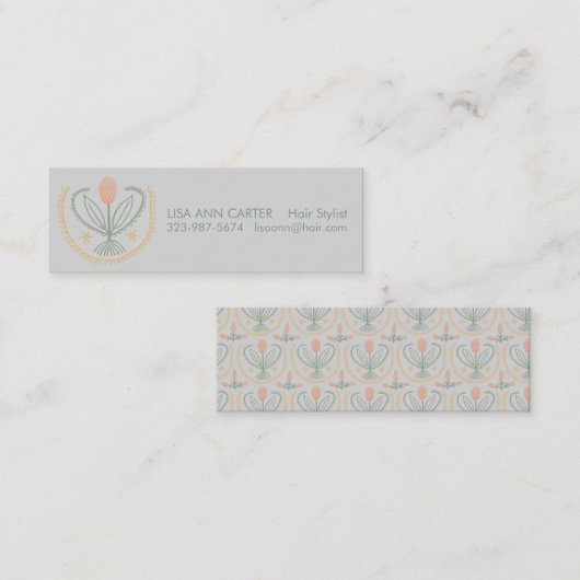 花エレガント柄用水着タイルソフトグレー スキニー名刺 (正面/裏面)