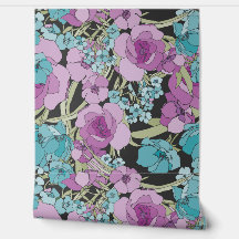 花エレガント柄緑の花バラピンク