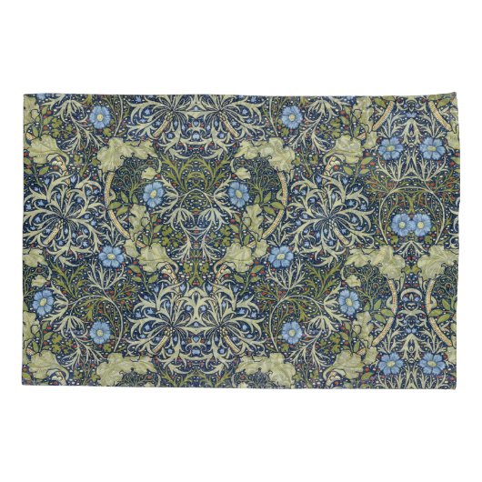 花エレガント柄花海苔グリーンブルー 枕カバー (裏面-左)