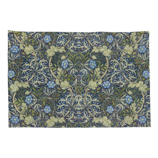 花エレガント柄花海苔グリーンブルー 枕カバー (裏面-右)