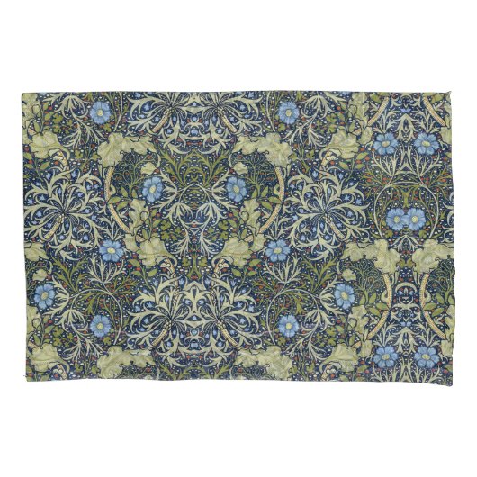 花エレガント柄花海苔グリーンブルー 枕カバー (正面左)