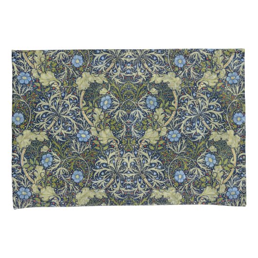 花エレガント柄花海苔グリーンブルー 枕カバー (正面右)