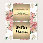 花エレガント柄金ゴールドトリム正方形 名刺 (外部フラット)