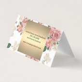 花エレガント柄金ゴールドトリム正方形 名刺 (裏面)