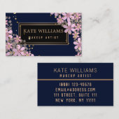 花エレガント柄14種エレガント、ピンク色 名刺 (正面/裏面)