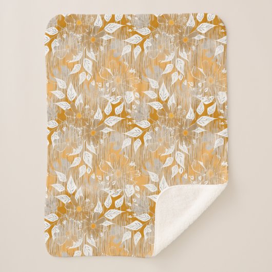 花エレガント柄 シェルパブランケット (正面)