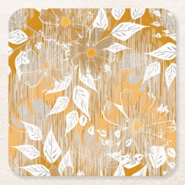 花エレガント柄 スクエアペーパーコースター