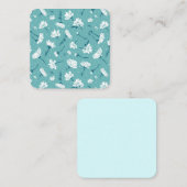 花エレガント柄 – ティール(緑がかった色)&ホワイトボタニカル ノートカード (正面/裏面)
