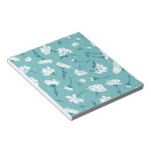 花エレガント柄 – ティール(緑がかった色)&ホワイトボタニカル ノートパッド (アングル)