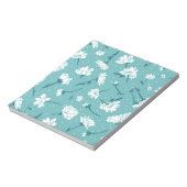 花エレガント柄 – ティール(緑がかった色)&ホワイトボタニカル ノートパッド (回転)