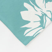 花エレガント柄 – ティール(緑がかった色)&ホワイトボタニカル フリースブランケット (角)