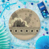 花エレガント柄 ペーパープレート (パーティー)