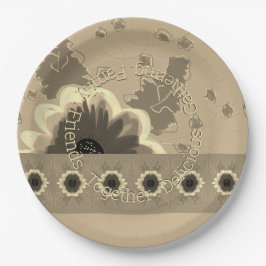 花エレガント柄 ペーパープレート