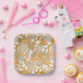 花エレガント柄 ペーパープレート (パーティー)