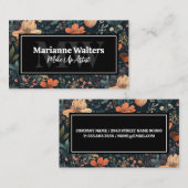 花エレガント柄 |モノグラム 名刺 (正面/裏面)