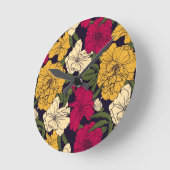 花エレガント柄 ラウンド壁時計 (傾斜)