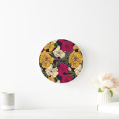 花エレガント柄 ラウンド壁時計 (ホーム)