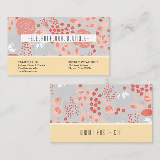 花エレガント柄 名刺 (正面/裏面)