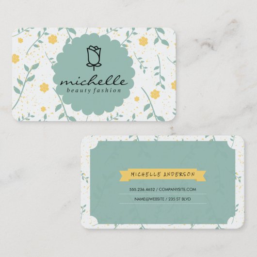 花エレガント柄 名刺 (正面/裏面)