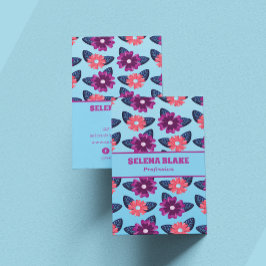 花エレガント柄 | 垂直モダン 名刺