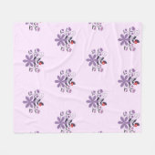 花エレガント柄（紫バイオレット灰色） フリースブランケット (正面(横))