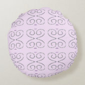 花エレガント柄（紫バイオレット灰色） ラウンドクッション (裏面)