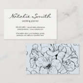 花エレガント柄（青） 名刺 (正面/裏面)