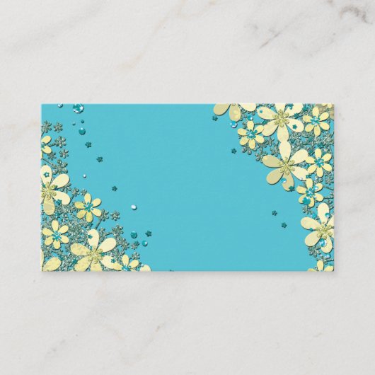 花エレガント柄,黄色い花 名刺 (正面)