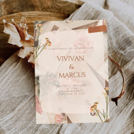 花エレガント植物の質感ブライダルシャワーパーティー 招待状