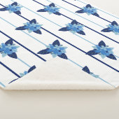 花エレガント模様ストライプ単色ブルー シェルパブランケット (3/4)