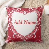 花エレガント模様付赤いハート枠 クッション (ブランケット)