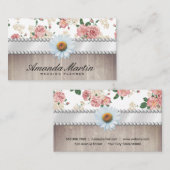 花エレガント模様木材及びデイジー 名刺 (正面/裏面)