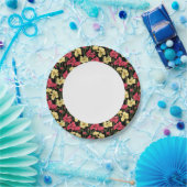 花エレガント模様2 ペーパープレート (パーティー)